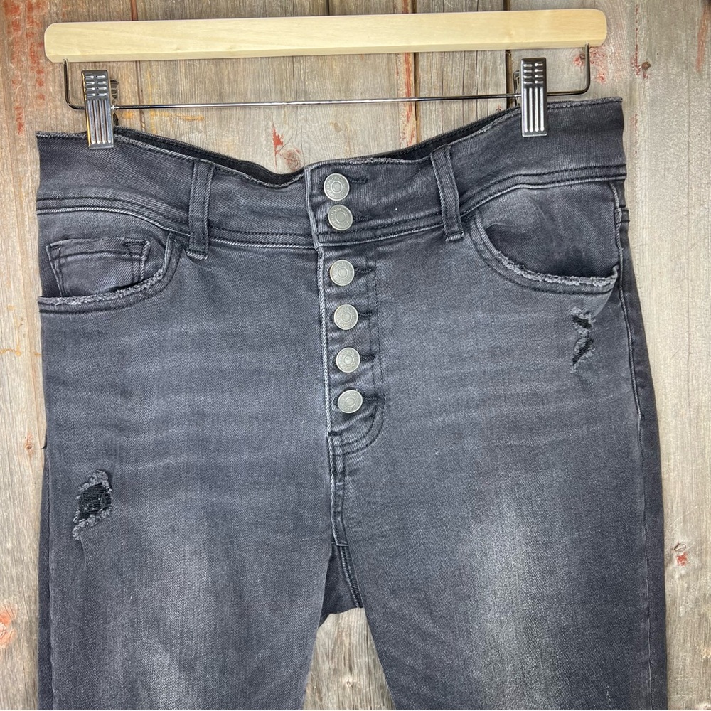 Flying Monkey Atomic High Rise Skinny Jeans Exposed Button Fly in Black size 29 - Picture 4 of 13